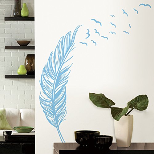 HSLwandsticker – wandtattoo ein grosser vogel feder muster fur schlafzimmer und wohnzimmer schwarz - 4