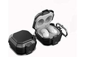 GOKEN Etui na słuchawki Samsung Galaxy Buds Live / Buds2 / Buds Pro / Buds2 Pro, trwały materiał TPU i PC z karabińczykiem zapewnia odporność na zarysowania i uderzenia oraz bezpieczną blokadę, czarne