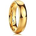 JewelryBrands JewelryBrands King Will Glory 6mm 24k Gold Plated High Polished Comfort Fit Domed Tungsten Ring Band 9.5