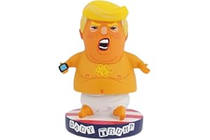 Royal Bobbles Baby Trump Blimp BobbleHIPS Bobblehead, Limited Edition Funny Toddler President w/Cellphone & American Flag Base, Political Figurine