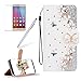Produktbild Girlyard für Huawei P8 Lite 2017 Diamant Schmetterling Blumen Lederhülle, Bling Glitzer DIY Crystal Schutzhülle Luxus Premium PU Flip Case mit Lanyard Strap Standfunktion Kartenfach Magnetverschluss Etui für Huawei P8 Lite 2017