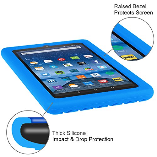 Fintie Fire 7 2015 Hülle – Leichte Rutschfeste Stoßfeste Silikon Tasche Case Kinderfreundliche Schutzhülle, Blau - 5