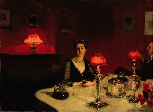 ODSAN Le Verre De Porto (A Dinner Table At Night) - John Singer Sargent - Canvas Prints 32" by 23" Unframed
