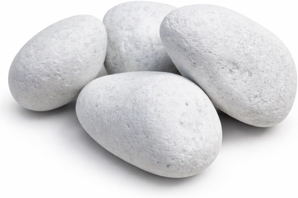 Piedra de marmol premium Canto rodado 60-100 mm Blanco Puro (10 kg)