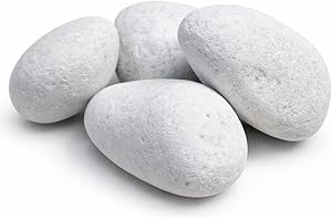 Piedra de marmol premium Canto rodado 60-100 mm Blanco Puro (10 kg)