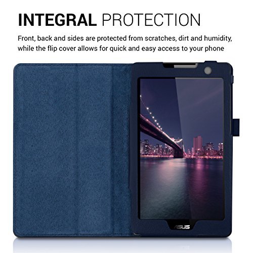 3in1 Set: kwmobile Hülle für Asus ZenPad C 7.0 (Z170C / Z170CG) – Tabletcover Slim Case Tablet Schutzhülle – Smart Cover Tabletcase Dunkelblau + Folie, kristallklar + Stylus, Schwarz - 6