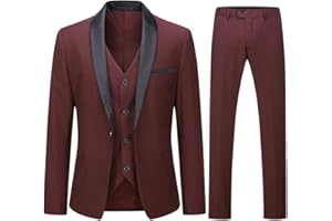 YOUTHUP Abito Uomo Slim Fit 3 Pezzi Abiti da Sposa Elegante Cerimonia Shawl Lapel Smoking Blazer Pantaloni Panciotto