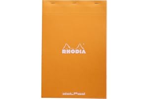 RHODIA 19558C - Dot pad Stapled Notepad N°19 Orange - A4+ - Dot Dotted - 80 Detachable Sheets - White Clairefontaine Paper 80 g/m - Soft and Resistant Coated Card Cover - Basics