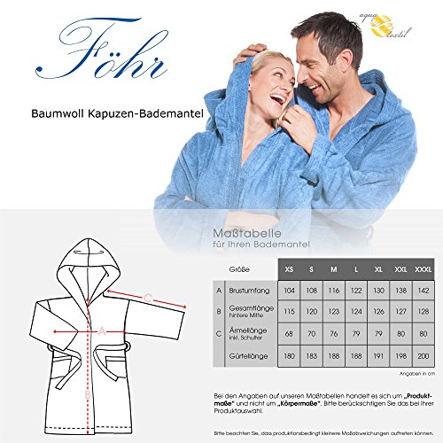 Frottee Bademantel für Damen u. Herren mit Kapuze, Baumwolle Saunamantel von aqua-textil Serie Föhr Morgenmantel - 7