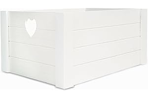Wickerfield Small Wooden Box, Gift Basket, Wooden Boxes for Storage, Wood Storage Boxes, Small Wood Crate Box Basket (White, Large)