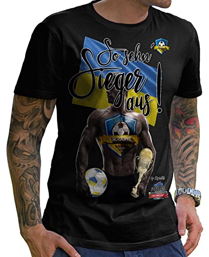 Stylotex Herren T-Shirt Basic So sehn Sieger aus Guy Ukraine, Farbe:schwarz;Größe:XXL