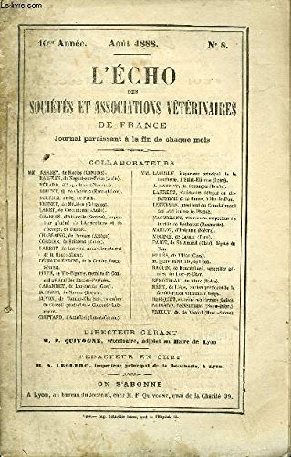 Download L'ECHO DES SOCIETES ET ASSOCIATIONS VETERINAIRES Août 1888