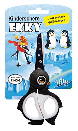Wedo 736003 Kinderschere Bastelschere, Ekky (aus rostfreiem Edelstahl abgerundete Spitzen weiche Griffeinlagen, 13 cm) schwarz/weiß - 2