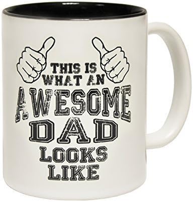 123t Mugs This is What an Awesome DAD Looks Like Ceramic Slogan Cup with Black Interior - Gift Boxed Novelty Funny