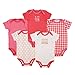 Luvable Friends Hanging 5 Pack Bodysuits Vests (9-12 Months, Pink Sugar and Spice)