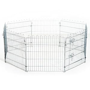 PawHut Parque para Mascotas Valla Corral 8 Vallas 63x76cm + Puerta Entrenamiento Perros