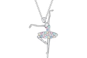 AZWOOD Ballerina Necklace, Women Silver Dancing Ballet Necklaces Girls Dance Crystal Pendant Jewellery Gifts for Dance Lovers Christmas Birthday Gifts