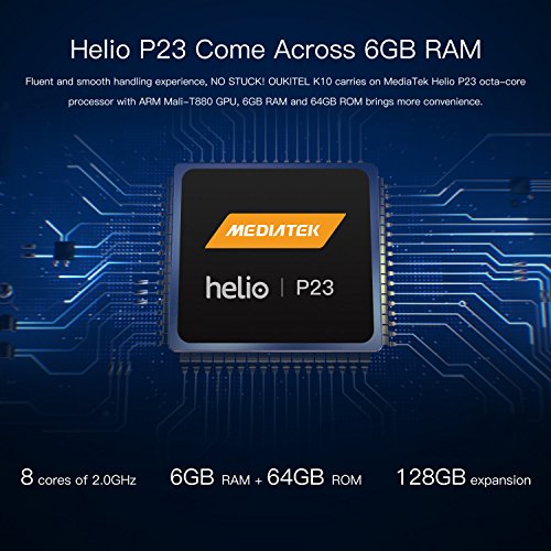 OUKITEL K10 4G Smartphone Libera 6 Pollici (Rapporto 18: 9 Visione Completa) 11000mAh Batteria Octa Core Android 7.0 6GB RAM 64GB ROM 21MP + 13MP Fotocamera Face ID Impronta Digitale 5V/5A Quick Charge NFC GPS Dual SIM