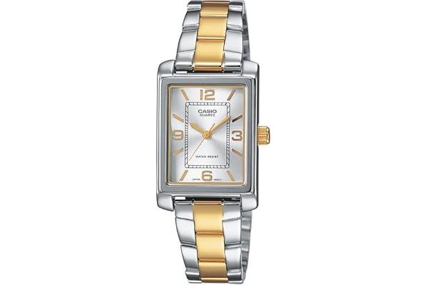 Casio Damer analog kvarts med rostfritt stål armbandsur LTP1234PSG7A, Tvåfärgad/flerfärgad/vit, Armband
