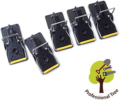 ProfessionalTree® 5 piece set of professional mousetraps bait traps snap traps - secure and hygienic removal of mice pest control - plastic black premium quality