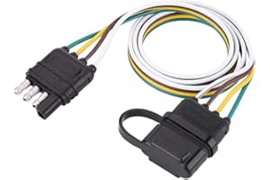 TBEST 4-pinowa wtyczka do przyczepy, 6-24 V 4-pinowa płaska wtyczka do przyczepy