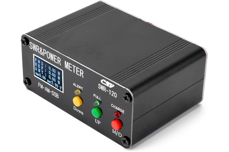 120W SWR Digital Power Standing Wave Meter 1.8-54MHz Shortwave Meter FM AM SSB Modes Power Meter Support SWR/Power Adjustable & High SWR Alarm Function