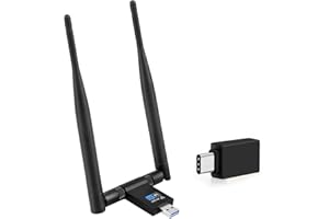 EasyULT Clé WiFi, USB 3.0 WiFi Wireless Adaptateur 1200Mbps, Clé WiFi Dongle 2 Antenne Dualband Detachable 5dBi 2.4/5.8 GHz, Compatible avec Windows XP/Vista/7/8/8.1/10, Linux, Mac OS X 10.6-10.14