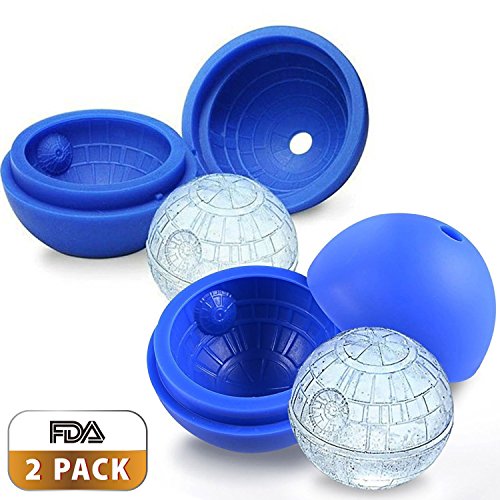 Sunsang Star Wars Death Star Silicone Sphere Ice Ball Maker Mold, Ice Mold Tray for Drinks ,Blue 2-teilig