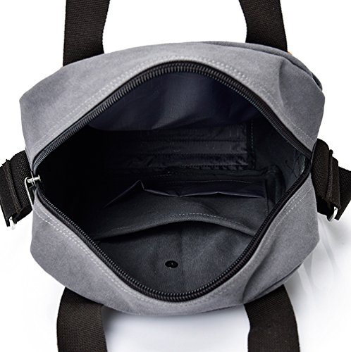 Feehan Travelite Basics Unisex Umhängetasche, 35x28x12 cm, 0.76KG,Unisex Vintage Umhängetasche Leder Canvas Laptop Schultertasche, Modern Umhängetasche, Laptop-Tasche, Computer-Tasche, aus Segeltuch, für Männer und Frauen, Herren, - 5