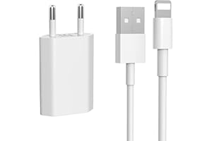 BENSN Chargeur pour iPhone 11, 8, XR, SE, X, XS, XS Max, 7, 6, 10, 12, 13, 14, 8 Plus, 7 Plus, 6S, Airpods, iPad, 5V 1A USB Adaptateur Secteur avec Câble pour Apple