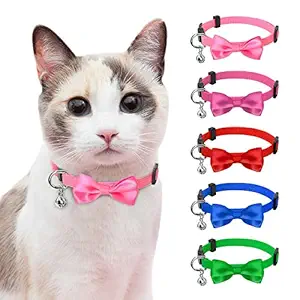 Gadget Deals Pack of 2 Adjustable Strap - cat Collar, cat Collar with Bell, Buckle -Color May Vary - cat Neck Belt - Leash, cat Neck Belt with Bell -(Small)-cat Collars