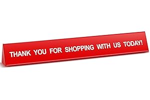Teenyyou Checkout Lane Divider Double Side Printed Thank You for Shopping with Us Today Sign Red Resin Tabletop Retail Counter Checkout Sign for Shops Stores, 16" l x 1" d Divider