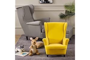 Highdi Kind Ohrensessel Überzug, Sessel-Überwürfe Ohrensessel Mode Einfarbig Samt Schonbezüge Bezug Sesselhusse Strandmon Tiger Stuhlbezug mit Armlehne Hohe Rückenlehne (Kurkuma)