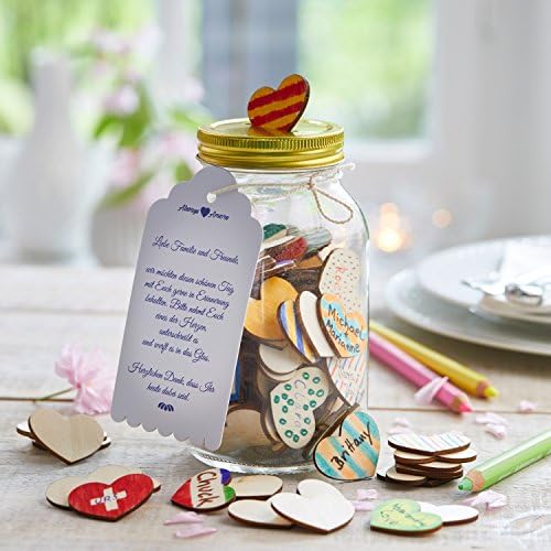 Always Amore glass guestbook with wooden hearts, alternative guestbook for weddings, baptisms, confirmations, communions, wedding gifts with wooden hearts