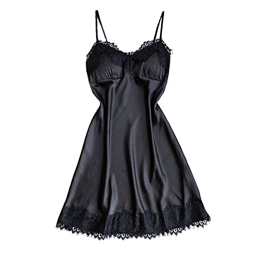 MORCHANFemmes Lingerie Sexy Dentelle Lingerie De Nuit sous-vêtements Robe Babydoll Robe De Nuit(S,Noir)