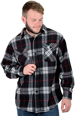 Mens Colorado Black / Red Check Fleece Lumberjack Winter Casual Work Shirt - S