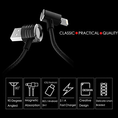 Magnetische Lightning Kabel & #-; vimvip 2 in 1 [90 Grad abgewinkelter] iPhone 7 Lightning & Micro-USB Ladegerät Leinen geflochten Datenübertragung Magnetische Ladekabel Laden Kabel – Kompatibel mit iPhone 7 Plus/6 S/6 und Android-Telefone - 5
