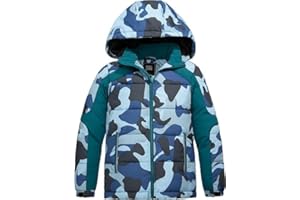 ZSHOW Giacca con Cappuccio Antivento Giubbotto Impermeabile Invernale Caldo Cappotto da Montagna Spesso Parka Trapuntato Casual Bambino