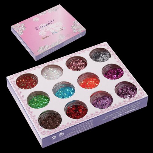 Anself 12 Farben Nail Art Pailetten Nagelkunst Polierung Glitzer für Nagel Design - 4