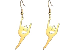 Amaxer Boucles d'oreilles pendantes pour filles - Cadeau de gymnastique en forme de cœur - Bijoux inspirants pour équipe de gymnastique