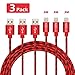Produktbild V-CEN Lightning Kabel iphone Ladekabel 3Pack 10FT(3M) Aus Nylon Lightning Datenkabel fuer iPhone 7/7 Plus/6s/6s Plus/6/6Plus/5s/5c/5, iPad - Rot