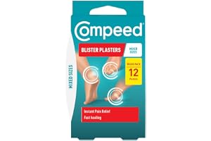 Compeed Blister Plasters Mixed Size 12 Pack - Hydrocolloid Foot Treatment - Heal Fast