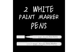 Beager 2Pcs Weiß Acrylstifte für Steine, 0,7mm Permanent Marker Stifte Wasserfest Lackstift Steine Bemalen Stifte Acrylfarben Stifte für Holz Leinwand Keramik Metall Glas Kunststoff Papier