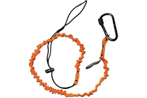 SDFIXINGS Tool Lanyard Rope Retractable Tool Safety Fall Protection With Aluminum Carabiner And Adjustable Loop End Polyester (Orange - Pk2, 9.2kg/20Lbs, 90cm-130cm stretched)