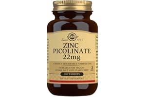 ‎SOLGAR SOLGAR® Zinkpicolinat | Hochdosiert mit hoher Bioverfügbarkeit | Unterstützend für Haut, Haare, Nägel und das Immunsystem | 100 vegane Tabletten