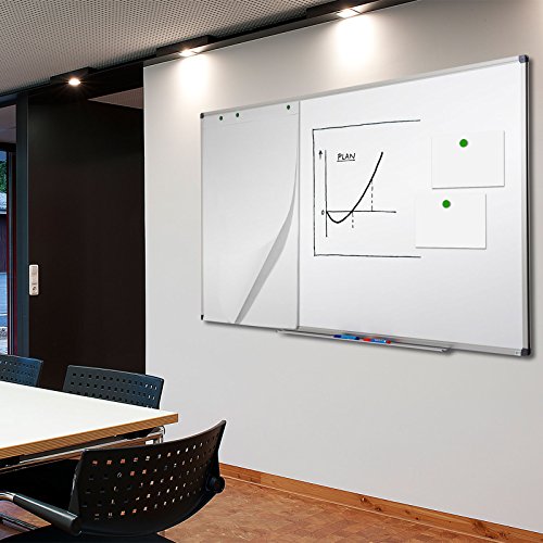Office Marshal serie Pro - Pizarra blanca  lacado magn  tico  marco de aluminio  blanco  60 x 90 cm