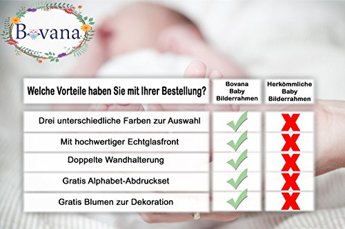 Bovana Baby Bilderrahmen Set aus Holz mit Ton für Fußabdruck, Handabdruck – Abdruck auch für Hundepfoten und Katzenpfoten - 7