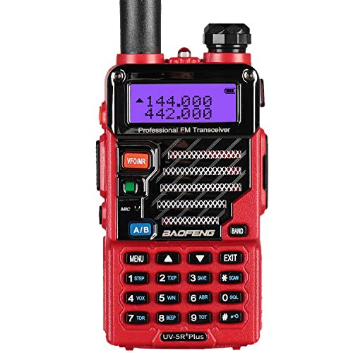 Baofeng UV-5R Plus Ricetrasmittente 2m/70cm Walkie Talkie professionale VHF/UHF, Dimensioni Ridotte, Display e Tastiera Alfanumerica (Rosso)