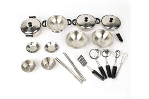 VIENTIANE Giocattoli per Pentole Cucina per Bambini, Cucina Giocattoli in Acciaio Inossidabile per Bambini, Pentole Giocattoli da Cucina, Utensili da Cucina Pan Set di Giocattoli per Bambini (1)