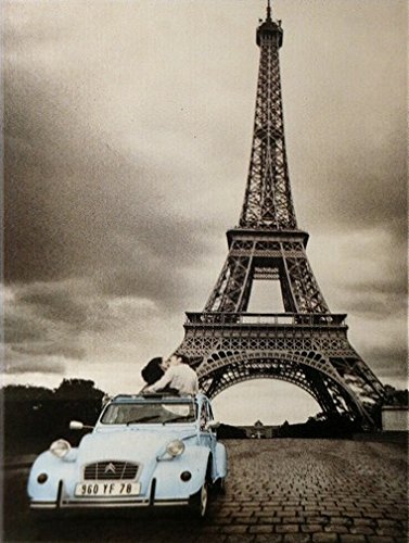 Kühlschrank Metall Magnet 6x8 cm Citroen vor Eifelturm Oldtimer Auto Paris Nostalgie Tin Sign EMAG353
